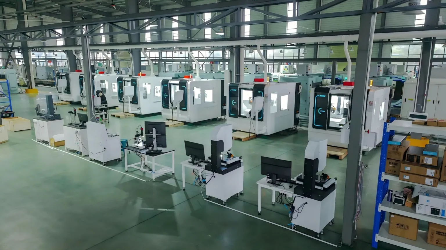 VPOINT factory production floor with CNC machines