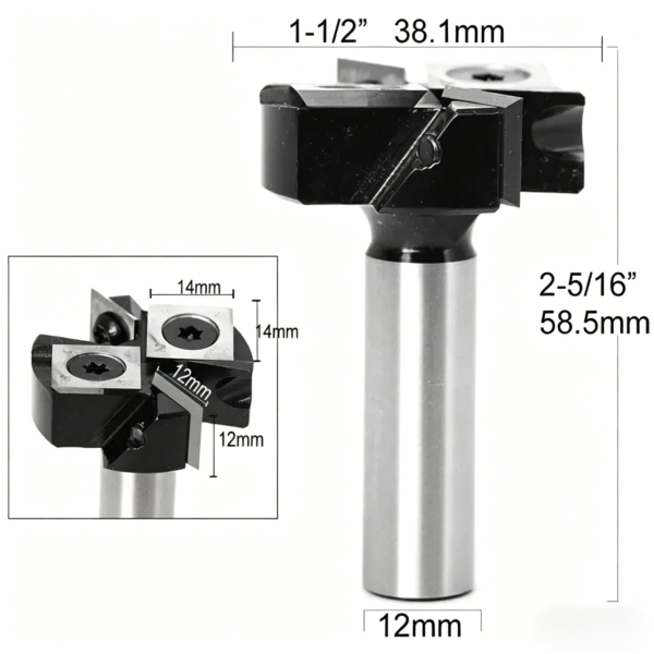 2+2 Flutes Bottom Router Bit with Carbide Inserts for Slab Flattening