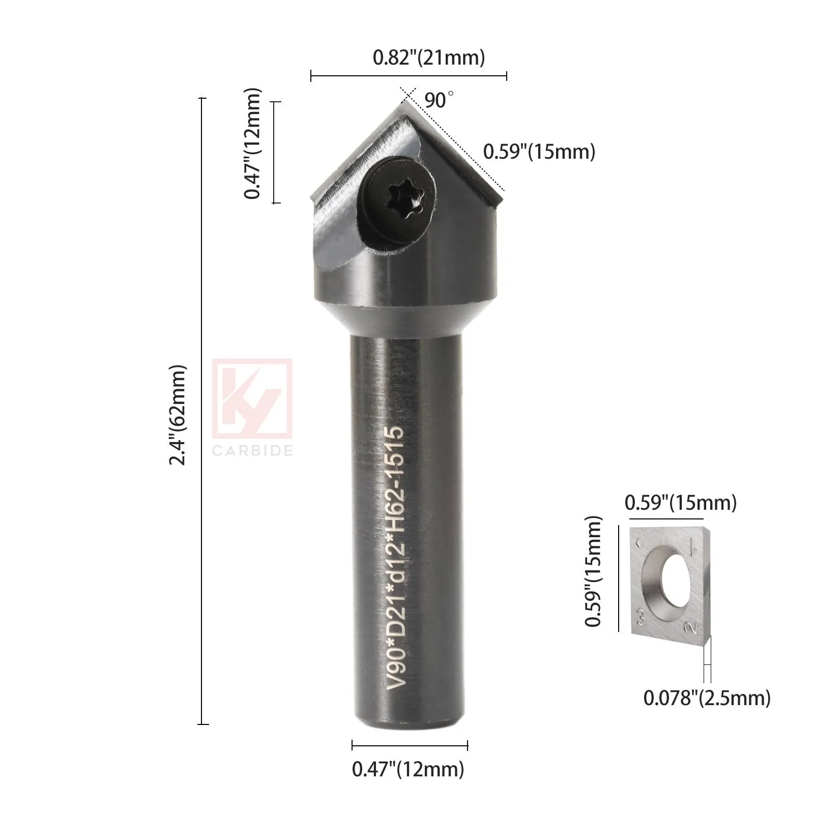 90 Degree V-Sharp Insert Replaceable Router Bits