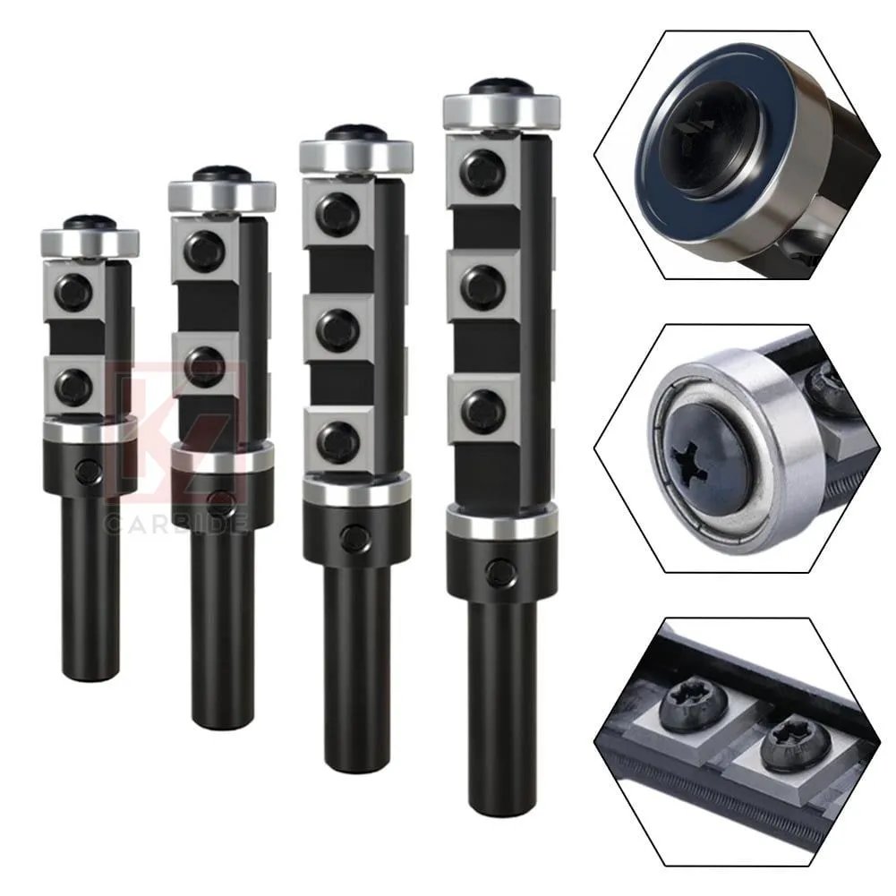 Double Bearings Flush Trim Router Bit with Carbide Inserts