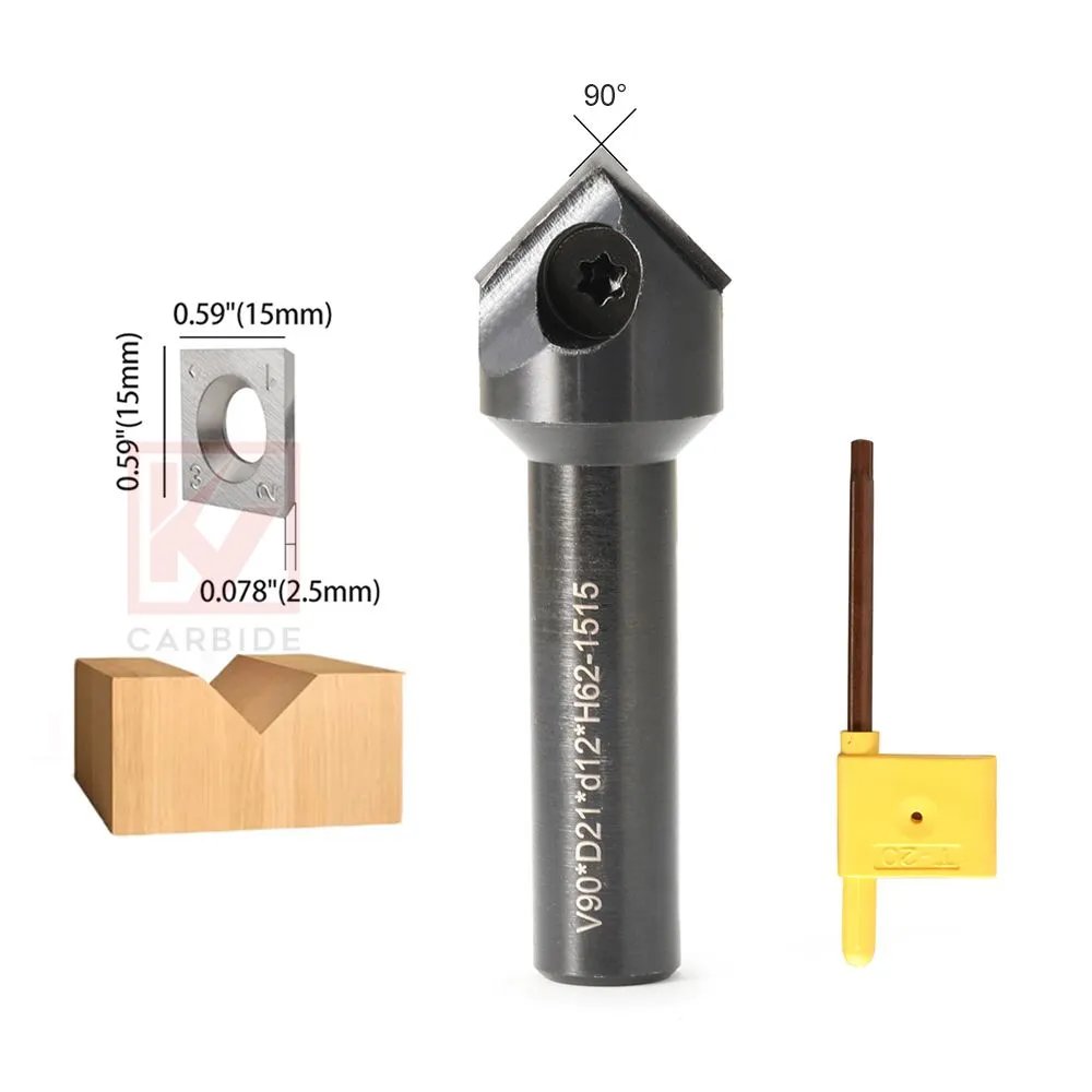 90 Degree V-Sharp Insert Replaceable Router Bits