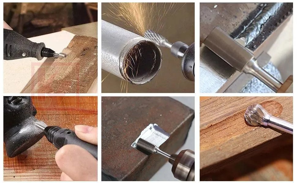 Double Cut Carbide Rotary Burr Set - 10 Pcs 1/4