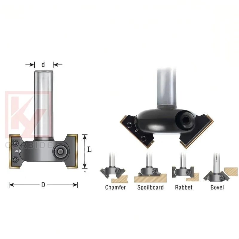 Adjustable Chamfering CNC Router Bits With Inserts