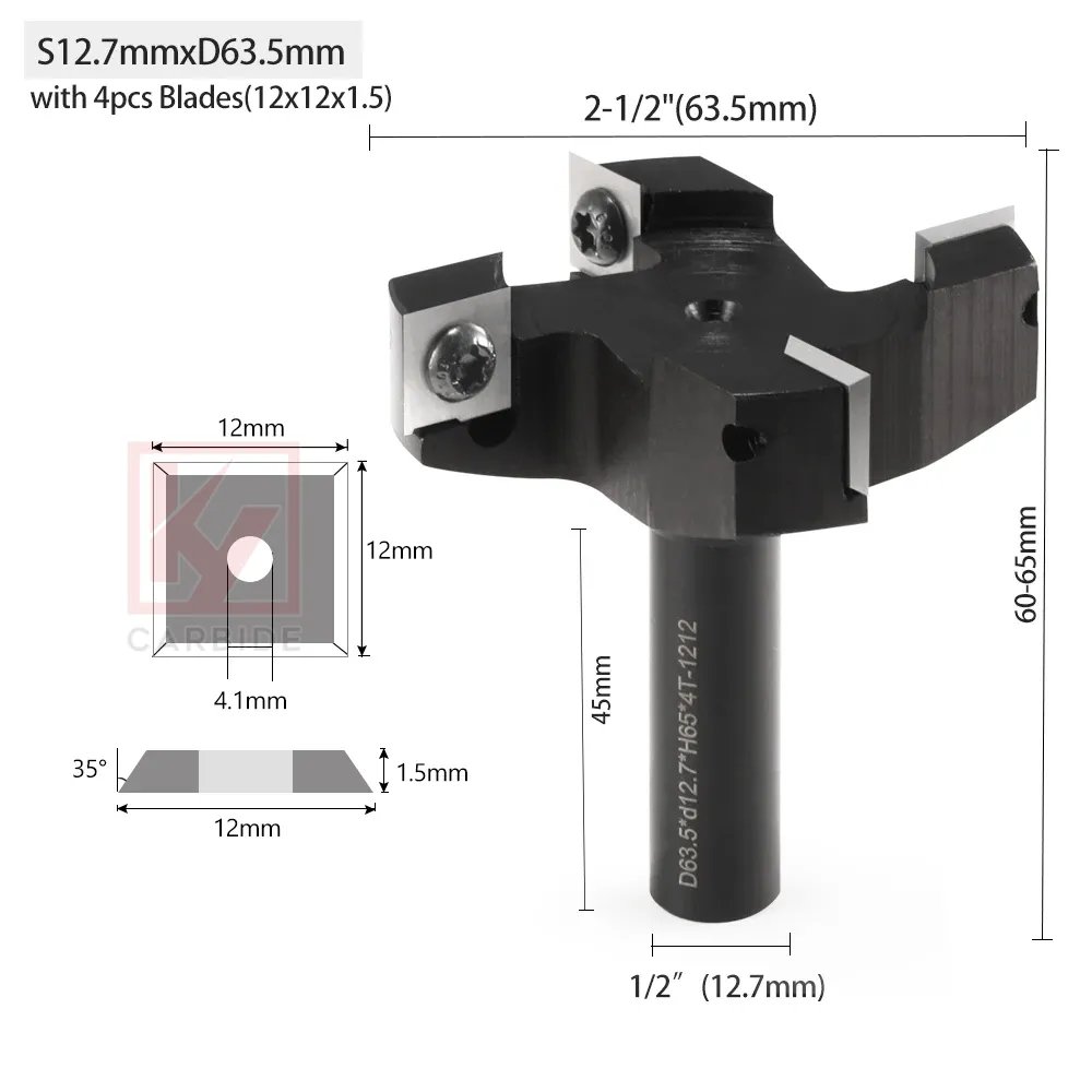 KY 4 Flutes Spoilboard Surfacing Router Bit with Carbide Blade