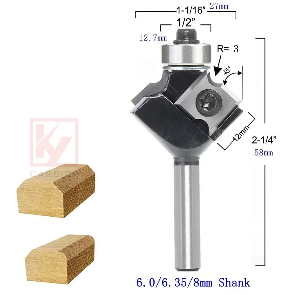 Roundover  Router Bit With Insert Knives