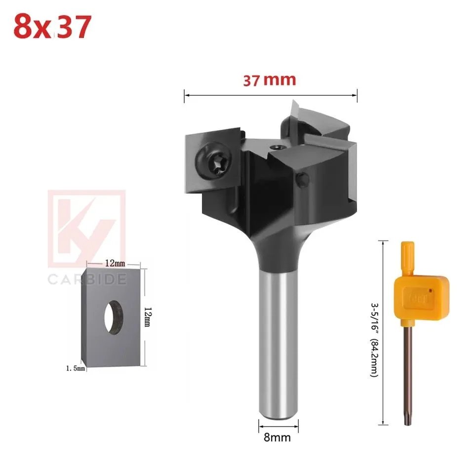 KY 3 Flute Spoilboard Surfacing Router Bits With Inserts