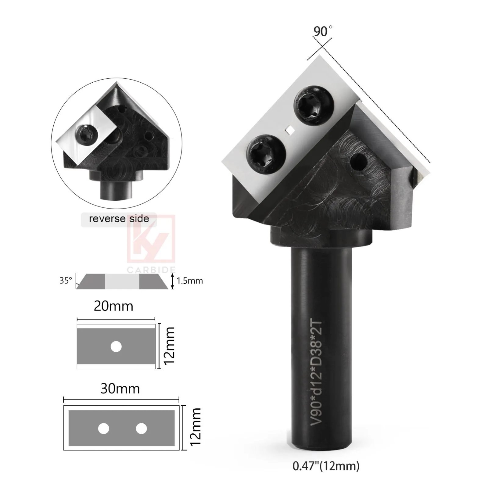 2 Flutes 90 Degree V Groove Folding and Signmaking Router Bit