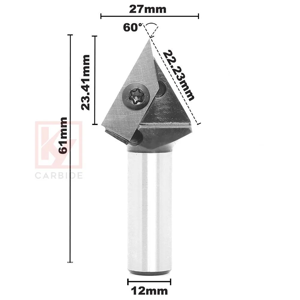 60 Degree V-Groove Carbide Insert Wood CNC Router Bits