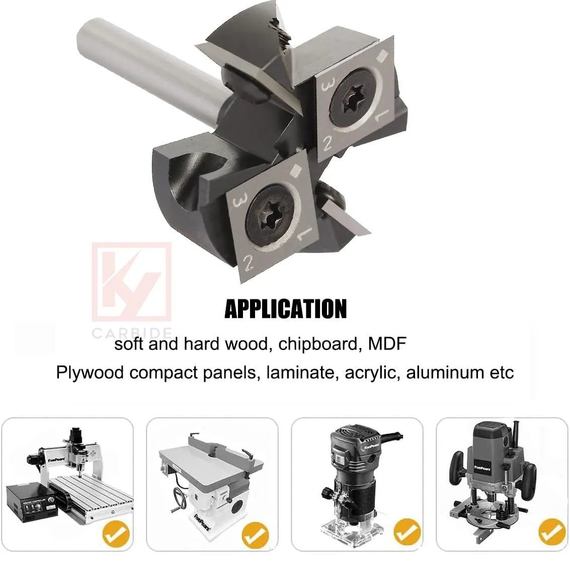 2+2 Flutes Cleaning Bottom Router Bit Wood with Carbide Insert