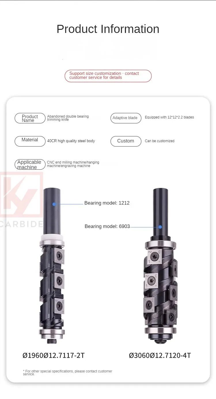 Spiral Flush Trim Router Bit with Double Bearing