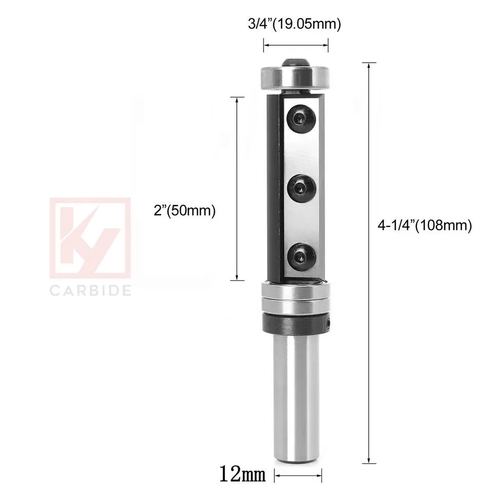 Double Bearings Spiral Flush Trim Router Bit 3 Holes