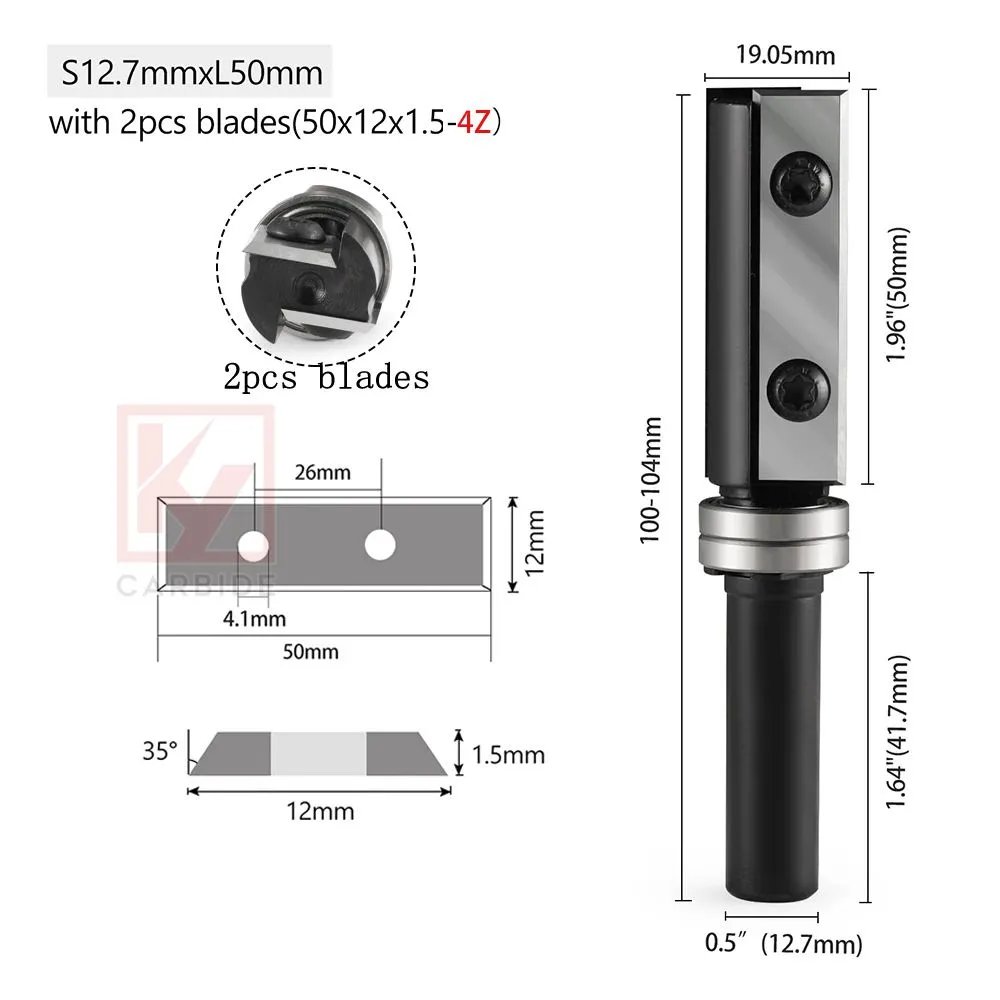 Top Bearing Flush Trim Router Bit With Inserts